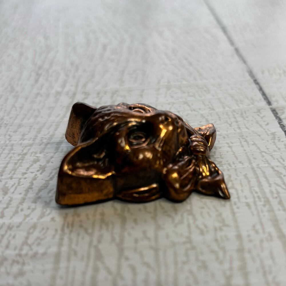 Vintage Copper Cat Brooch Bow Kitty Figural Pin 1.5 Inch - Picture 5 of 6